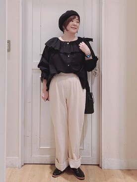 「アイテム（帽子）」を使った、さかもってぃさん（レディース・164cm・40代）の秋コーディネート