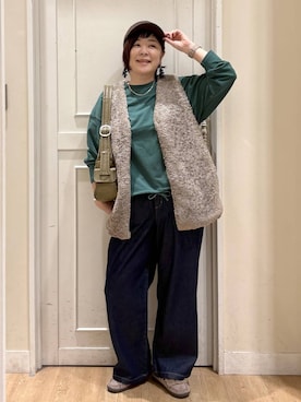 「アイテム（アクセサリー）」を使った、さかもってぃさん（レディース・163cm・40代）の秋コーディネート