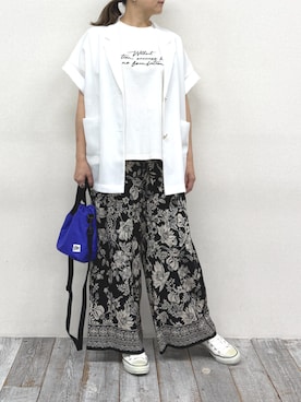 「Grand PARK（グランドパーク）のメッシュ半袖ジャケット（その他アウター、ホワイト系）」を使った、Grand PARK WOMENSさん（レディース・159cm）の春コーディネート