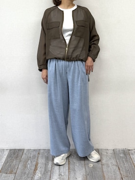 「Grand PARK（グランドパーク）のメッシュ ノｰカラーブルゾン（その他アウター、グリーン系）」を使った、Grand PARK WOMENSさん（レディース・159cm）の春コーディネート
