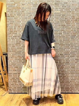「DISCUS（ディスカス）のアイテム」を使った、Grand PARK WOMENSさん（レディース・159cm）の春コーディネート