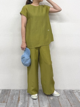 「Grand PARK（グランドパーク）のロゴ刺繍デニムキャップ（キャップ、ブルー系）」を使った、Grand PARK WOMENSさん（レディース・159cm）の春コーディネート