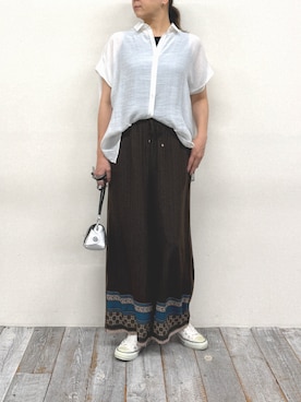 「Grand PARK（グランドパーク）の【セット企画】シャツ+タンクトップ（シャツ/ブラウス、ホワイト系）」を使った、Grand PARK WOMENSさん（レディース・159cm）の春コーディネート