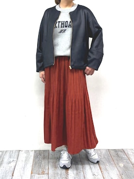 「アイテム（その他アウター、ブラック系）」を使った、Grand PARK WOMENSさん（レディース・163cm）の秋コーディネート