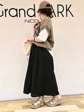 「ベスト×Tシャツ」｜Grand PARK WOMENSさん（レディース・158cm）の春コーディネート