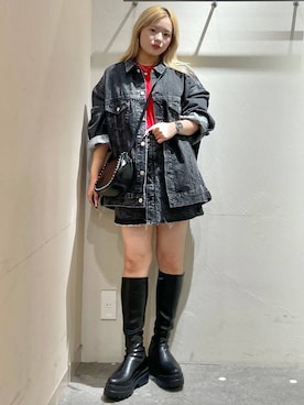 「アイテム（デニムジャケット）」を使った、リンリンさん（レディース・156cm）の夏コーディネート