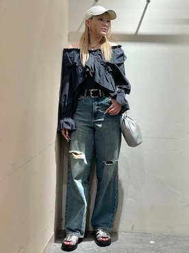 「LOWRYS FARM（ローリーズファーム）のアイテム（ベルト）」を使った、リンリンさん（レディース・156cm）の春コーディネート