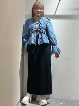 「人気アイテムをチェック！」｜「アイテム（シャツ/ブラウス）」を使った、リンリンさん（レディース・156cm）の冬コーディネート