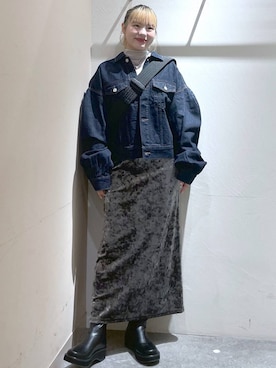 「LOWRYS FARM（ローリーズファーム）のアイテム（デニムジャケット）」を使った、リンリンさん（レディース・156cm）の秋コーディネート