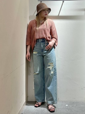 「LOWRYS FARM（ローリーズファーム）のアイテム（ハット）」を使った、リンリンさん（レディース・156cm）の春コーディネート