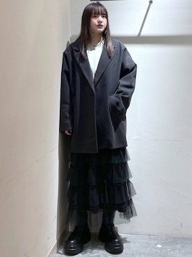「ラフ」｜「アイテム（ステンカラーコート）」を使った、リンリンさん（レディース・156cm）の秋コーディネート
