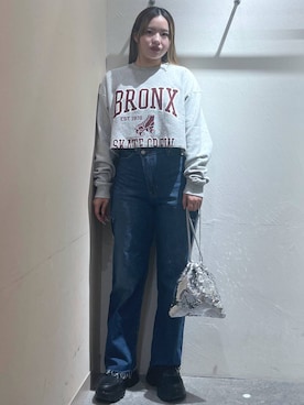 「人気アイテムをチェック！」｜「アイテム（スウェット）」を使った、リンリンさん（レディース・156cm）の冬コーディネート