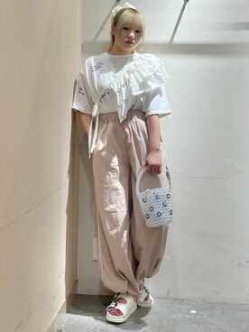 「アイテム（シュシュ）」を使った、リンリンさん（レディース・156cm）の夏コーディネート