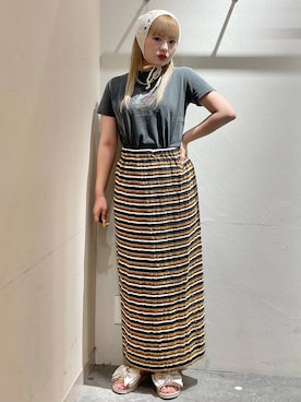 「アイテム（ストール/ショール）」を使った、リンリンさん（レディース・156cm）の夏コーディネート