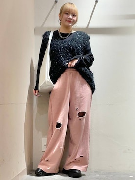 「春服みてみて」｜「アイテム（スウェットパンツ）」を使った、リンリンさん（レディース・156cm）の冬コーディネート