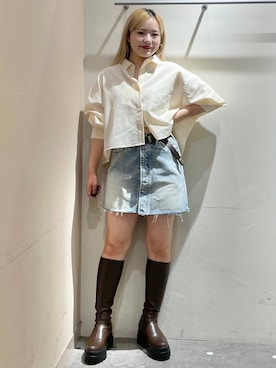 「LOWRYS FARM（ローリーズファーム）のアイテム（ベルト）」を使った、リンリンさん（レディース・156cm）の秋コーディネート