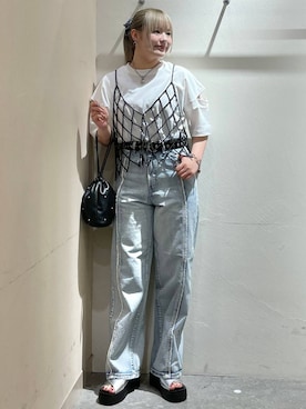 「LOWRYS FARM（ローリーズファーム）のアイテム（ベルト）」を使った、リンリンさん（レディース・156cm）の夏コーディネート