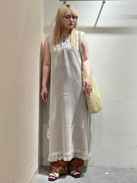 「アイテム（メガネ、ホワイト系）」を使った、リンリンさん（レディース・156cm）の春コーディネート