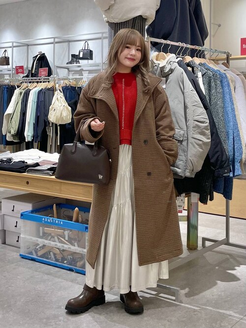 セール】ウールライクチェックスタンドコート 116474（ステン