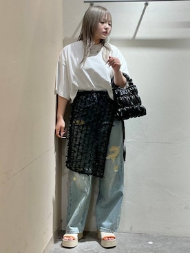 「LOWRYS FARM（ローリーズファーム）のアイテム（ベルト）」を使った、リンリンさん（レディース・156cm）の夏コーディネート