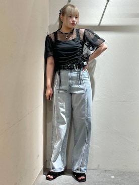 「LOWRYS FARM（ローリーズファーム）のアイテム（ベルト）」を使った、リンリンさん（レディース・156cm）の夏コーディネート