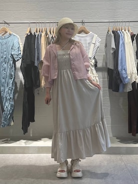 「LOWRYS FARM（ローリーズファーム）のアイテム（ハット）」を使った、リンリンさん（レディース・156cm）の夏コーディネート