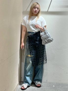 「LOWRYS FARM（ローリーズファーム）のアイテム（ベルト）」を使った、リンリンさん（レディース・156cm）の夏コーディネート