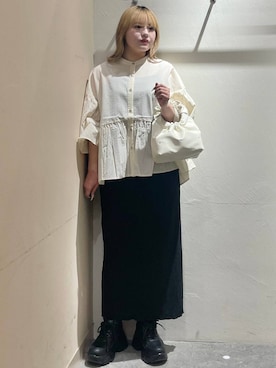 「人気アイテムをチェック！」｜「アイテム（シャツ/ブラウス）」を使った、リンリンさん（レディース・156cm）の春コーディネート