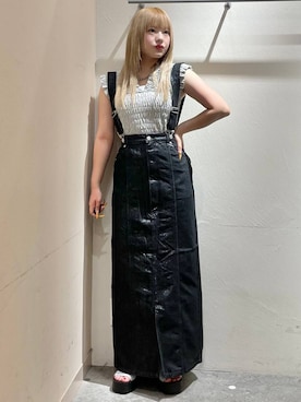 「アイテム（ジャンパースカート）」を使った、リンリンさん（レディース・156cm）の夏コーディネート