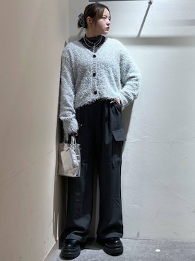 「アイテム（カーゴパンツ）」を使った、リンリンさん（レディース・156cm）の冬コーディネート