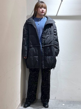 「ベーシック/シンプル」｜「アイテム（ライダースジャケット）」を使った、リンリンさん（レディース・156cm）の冬コーディネート