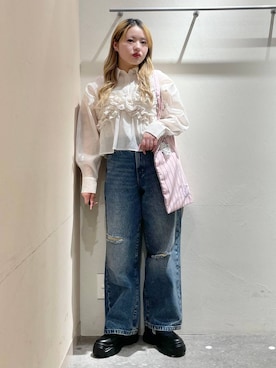 「LOWRYS FARM（ローリーズファーム）のバレエスニーカー　140490（スニーカー、ブラック系）」を使った、リンリンさん（レディース・156cm）の春コーディネート