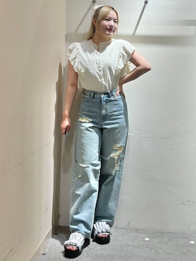 「アイテム（シュシュ）」を使った、リンリンさん（レディース・156cm）の夏コーディネート