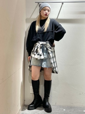 「ドットエスティ秋コーデ」｜「アイテム（スウェット）」を使った、リンリンさん（レディース・156cm）の秋コーディネート