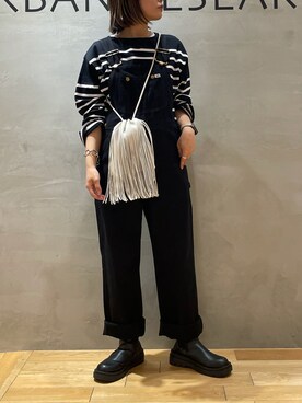 「チェルシーブーツ」｜「アイテム（サロペット/オーバーオール）」を使った、こうじさん（レディース・160cm）の秋コーディネート