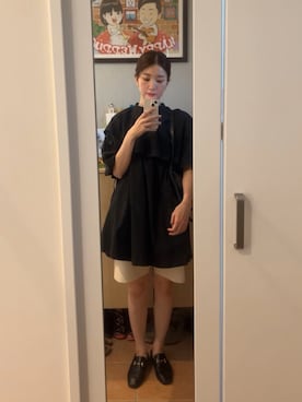 「select MOCA（セレクトモカ）の柔らかく履きやすいフェイクレザーゴールドビット付きローファー（ローファー）」を使った、wakacchaさん（レディース・163cm）の夏コーディネート