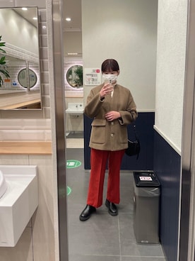 「select MOCA（セレクトモカ）のアイテム（ノーカラーコート）」を使った、wakacchaさん（レディース・162cm）の冬コーディネート