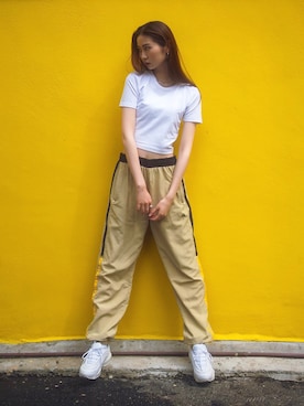 「Helasのアイテム」を使った、amiさん（レディース・167cm）の夏コーディネート