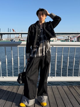 「ブラックデニム」｜Takumiさん（メンズ・178cm）の春コーディネート