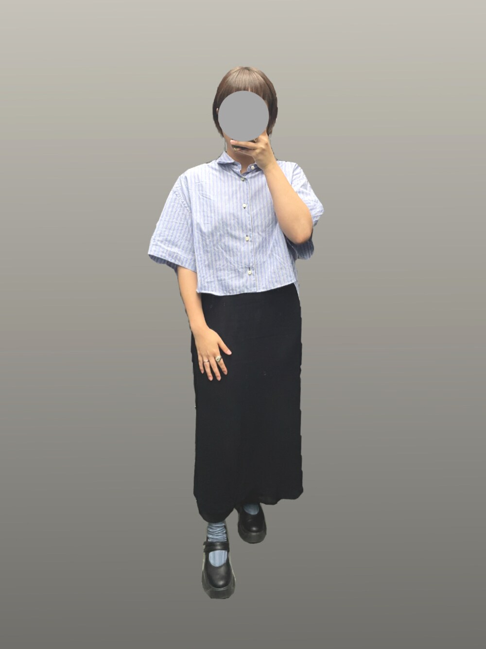 「ZARAのアイテム（バレエシューズ、ブラック系）」を使った、mさん（レディース・160cm）の夏コーディネートの1枚目の写真