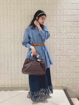 「アイテム（バンダナ/スカーフ）」を使った、RiNCOさん（レディース・158cm・20代）の夏コーディネート