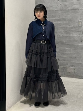 「HARE（ハレ）のアシメプリーツシャツ(HARE)（シャツ/ブラウス）」を使った、かのんさん（レディース・149cm）の秋コーディネート