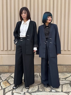 「アイテム（ノーカラージャケット）」を使った、かのんさん（レディース・149cm）の秋コーディネート