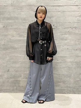 パートプリーツシアーシャツ(HARE)を使った人気ファッション