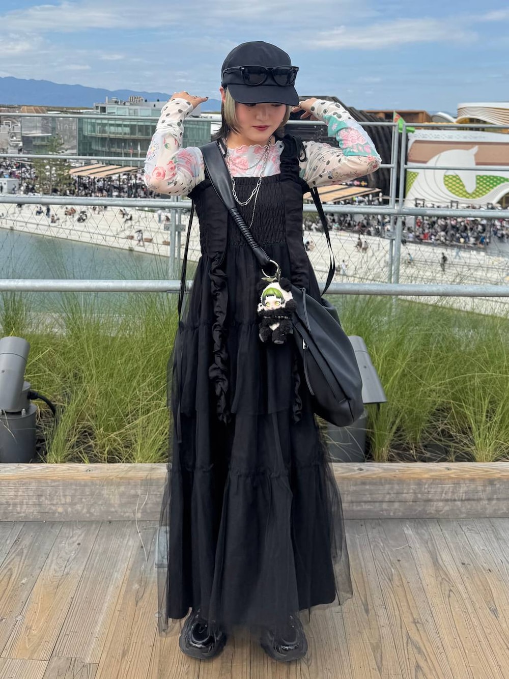 ロングフリルギャザーリボンワンピース(HARE)を使った人気ファッション