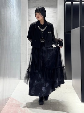 「HARE（ハレ）のトロミショートジャケット(HARE)（テーラードジャケット、ブラック系）」を使った、かのんさん（レディース・149cm）の春コーディネート