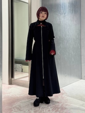 「HARE（ハレ）のシアーベロアハイネックカット(HARE)（その他トップス、レッド系）」を使った、かのんさん（レディース・149cm）の秋コーディネート