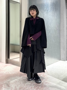 「HARE（ハレ）のタイツキタイトラメニットプルオーバー(HARE)（ニット/セーター、ピンク系）」を使った、かのんさん（レディース・149cm）の秋コーディネート