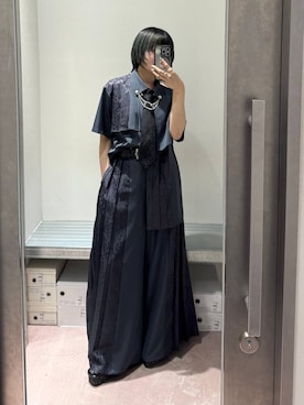 「HARE（ハレ）のネクタイネックレス(HARE)（ネックレス、ブラック系）」を使った、かのんさん（レディース・149cm）の夏コーディネート