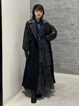 「レザー」｜「アイテム（トレンチコート）」を使った、かのんさん（レディース・149cm）の秋コーディネート